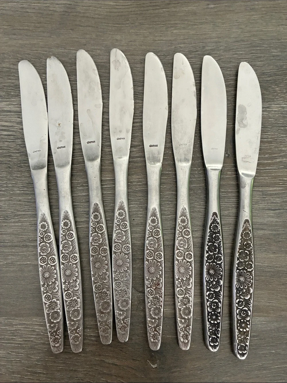 Vintage Interpur Jardinera Daisy and Floral Stainless Steel Japan Flatware